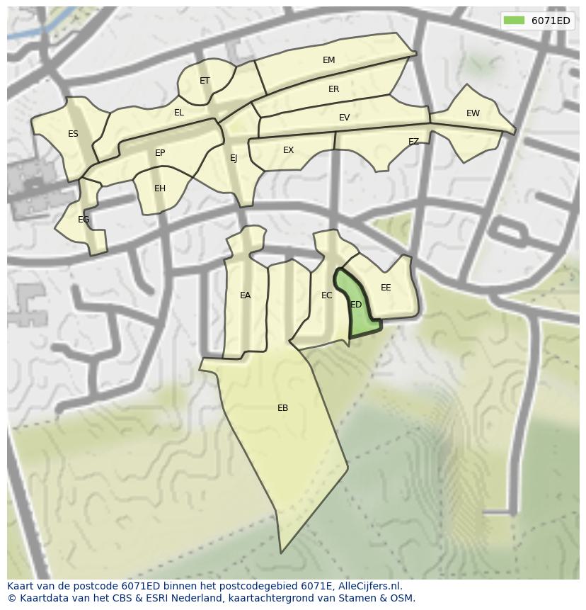 Afbeelding van het postcodegebied 6071 ED op de kaart.