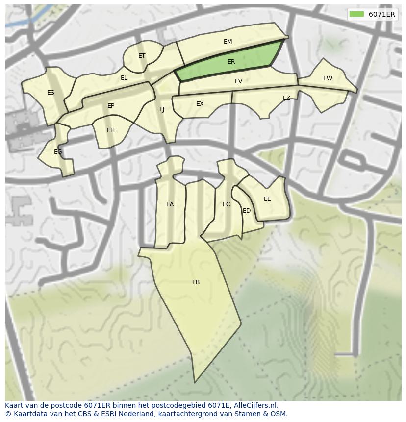 Afbeelding van het postcodegebied 6071 ER op de kaart.