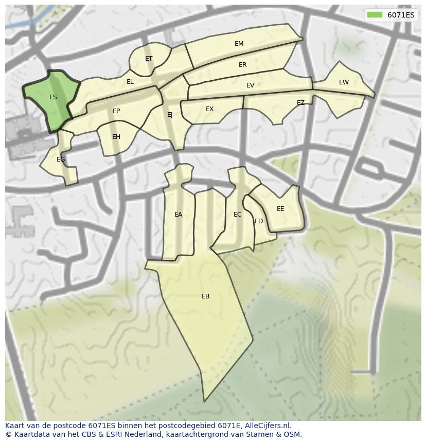 Afbeelding van het postcodegebied 6071 ES op de kaart.