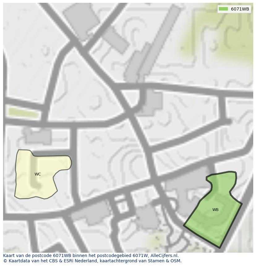 Afbeelding van het postcodegebied 6071 WB op de kaart.