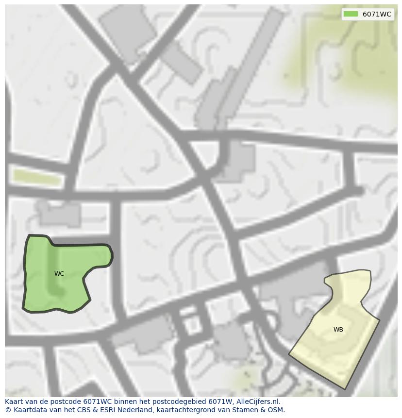 Afbeelding van het postcodegebied 6071 WC op de kaart.