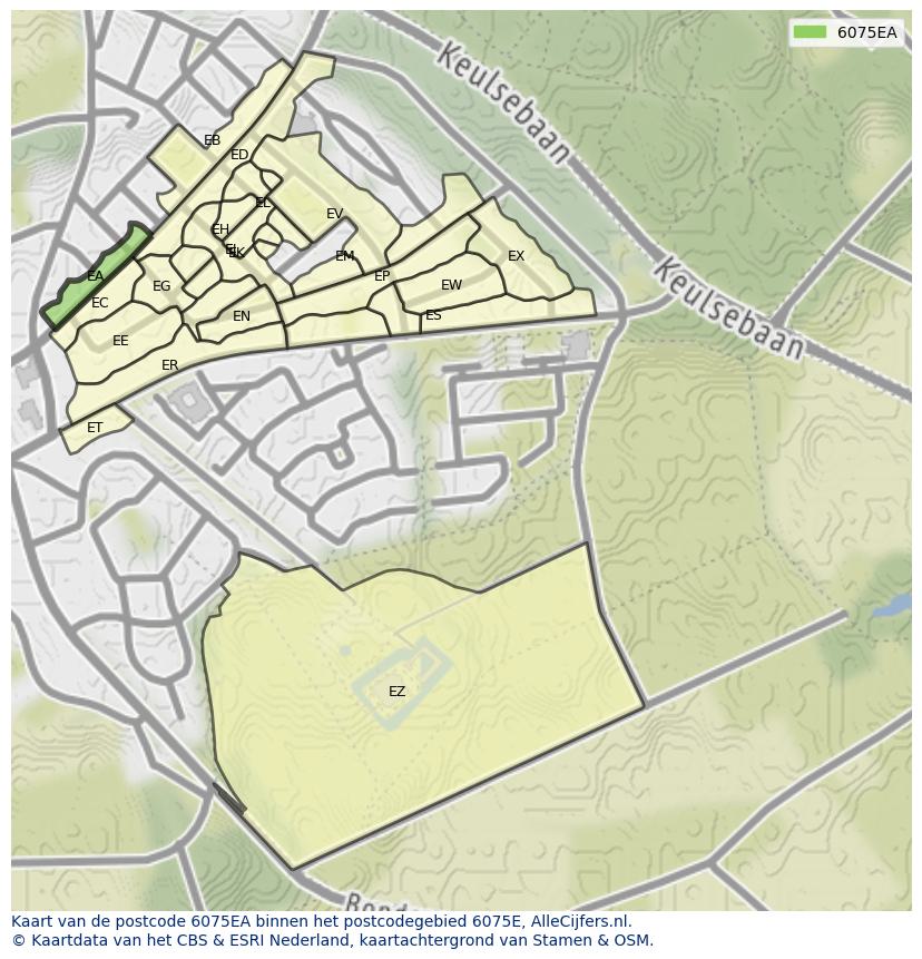 Afbeelding van het postcodegebied 6075 EA op de kaart.