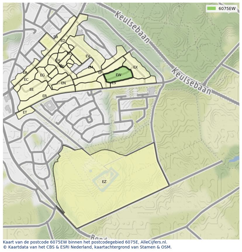 Afbeelding van het postcodegebied 6075 EW op de kaart.