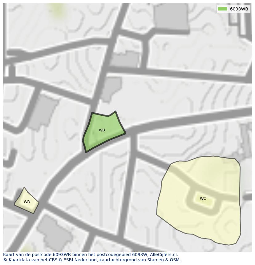 Afbeelding van het postcodegebied 6093 WB op de kaart.