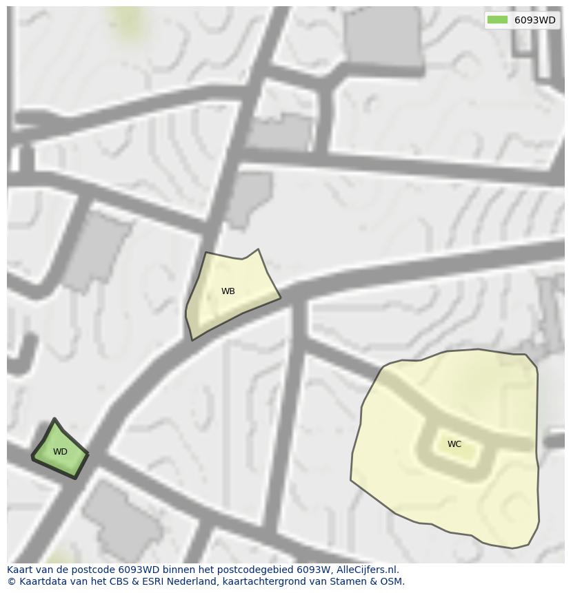 Afbeelding van het postcodegebied 6093 WD op de kaart.