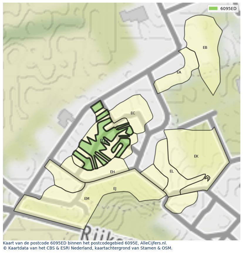 Afbeelding van het postcodegebied 6095 ED op de kaart.
