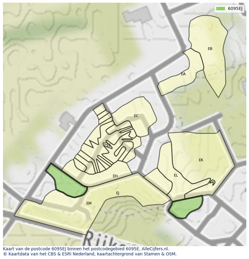 Afbeelding van het postcodegebied 6095 EJ op de kaart.