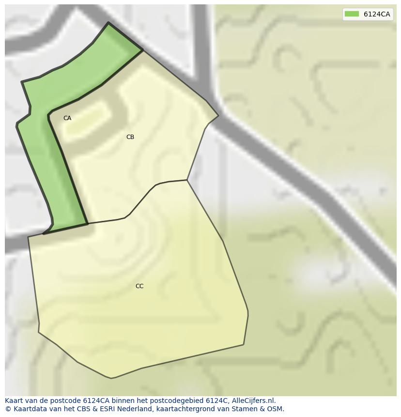 Afbeelding van het postcodegebied 6124 CA op de kaart.
