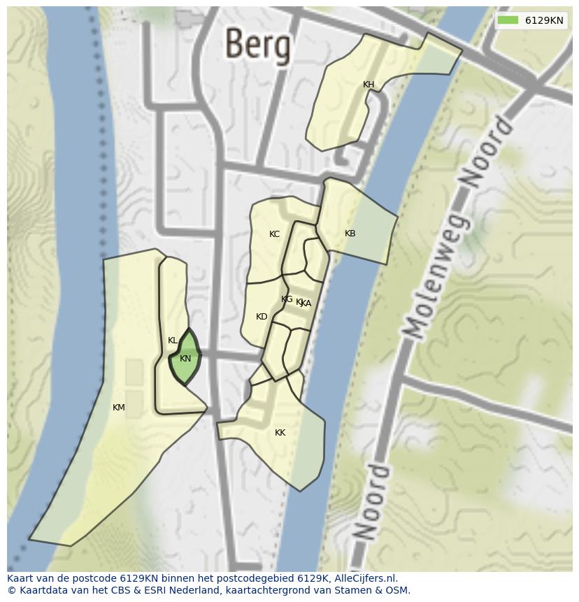 Afbeelding van het postcodegebied 6129 KN op de kaart.