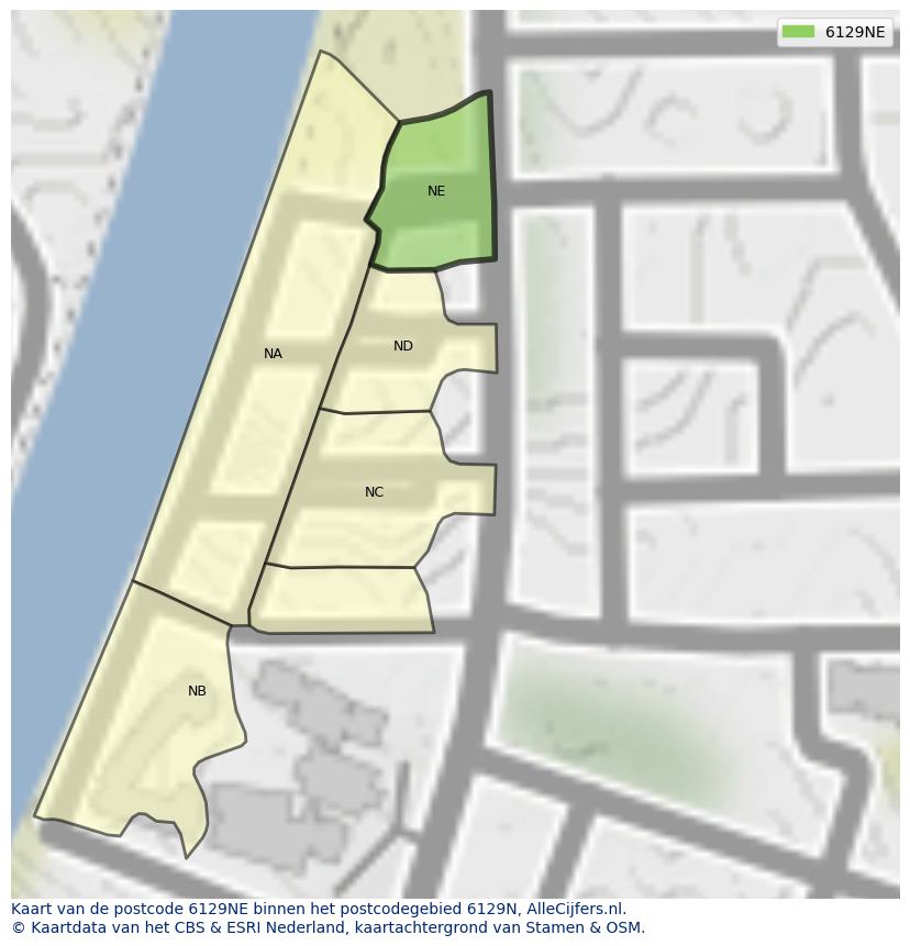 Afbeelding van het postcodegebied 6129 NE op de kaart.