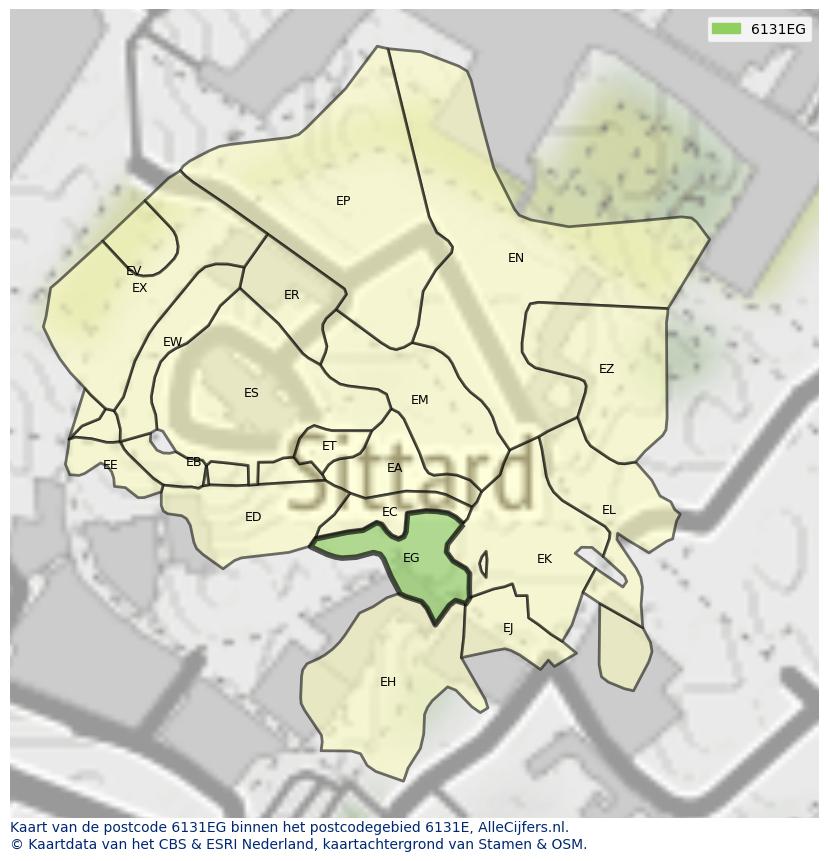 Afbeelding van het postcodegebied 6131 EG op de kaart.
