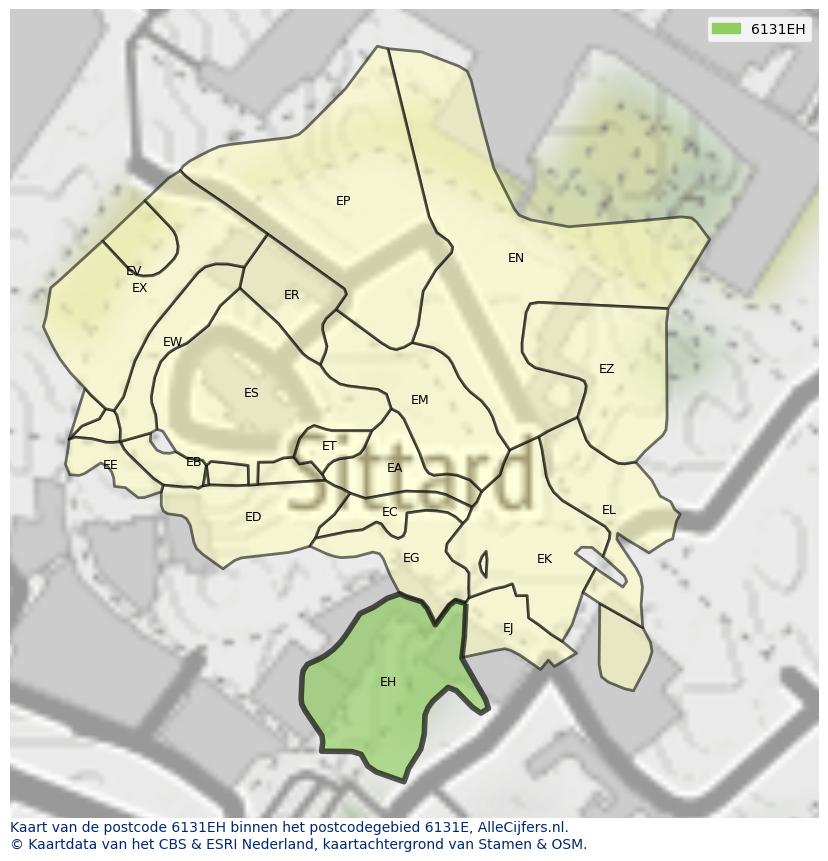 Afbeelding van het postcodegebied 6131 EH op de kaart.