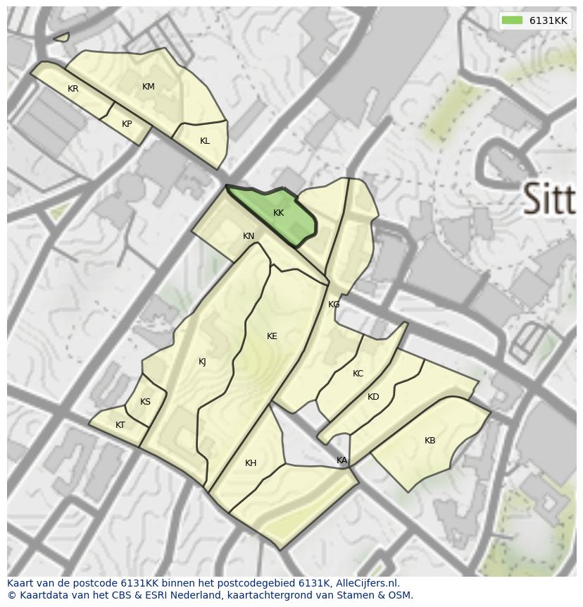 Afbeelding van het postcodegebied 6131 KK op de kaart.