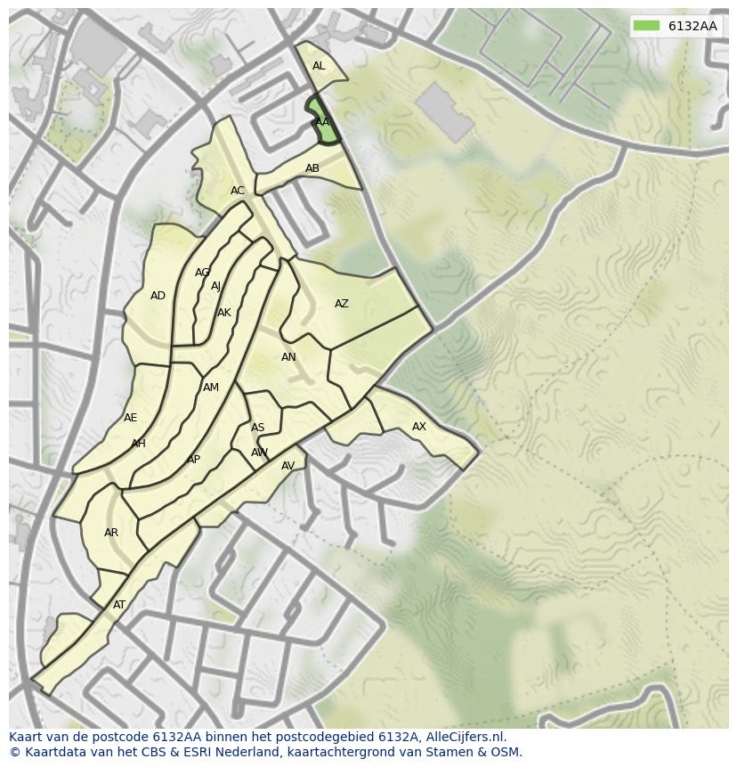 Afbeelding van het postcodegebied 6132 AA op de kaart.