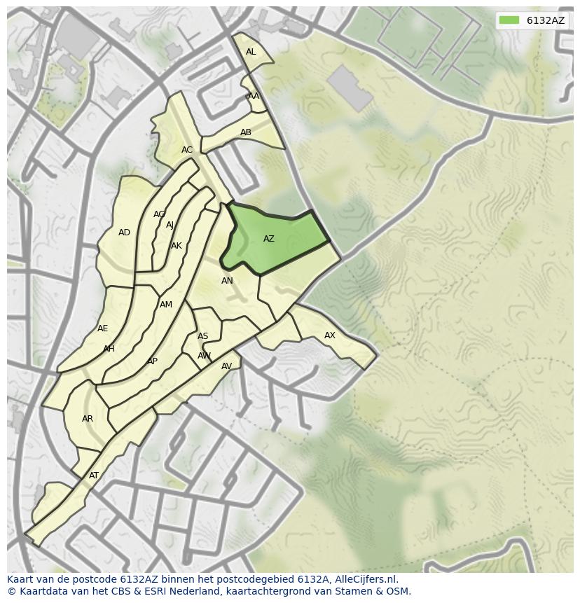Afbeelding van het postcodegebied 6132 AZ op de kaart.