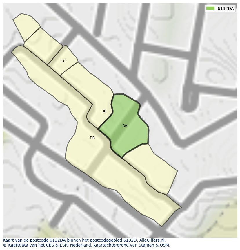 Afbeelding van het postcodegebied 6132 DA op de kaart.