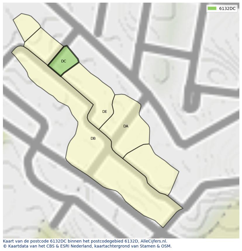 Afbeelding van het postcodegebied 6132 DC op de kaart.