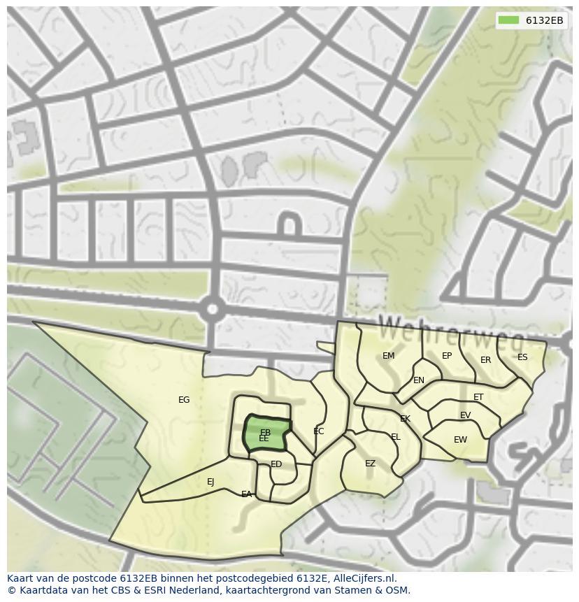 Afbeelding van het postcodegebied 6132 EB op de kaart.