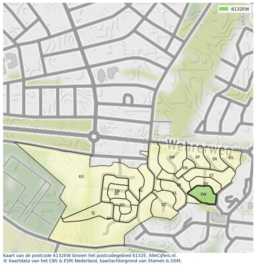 Afbeelding van het postcodegebied 6132 EW op de kaart.