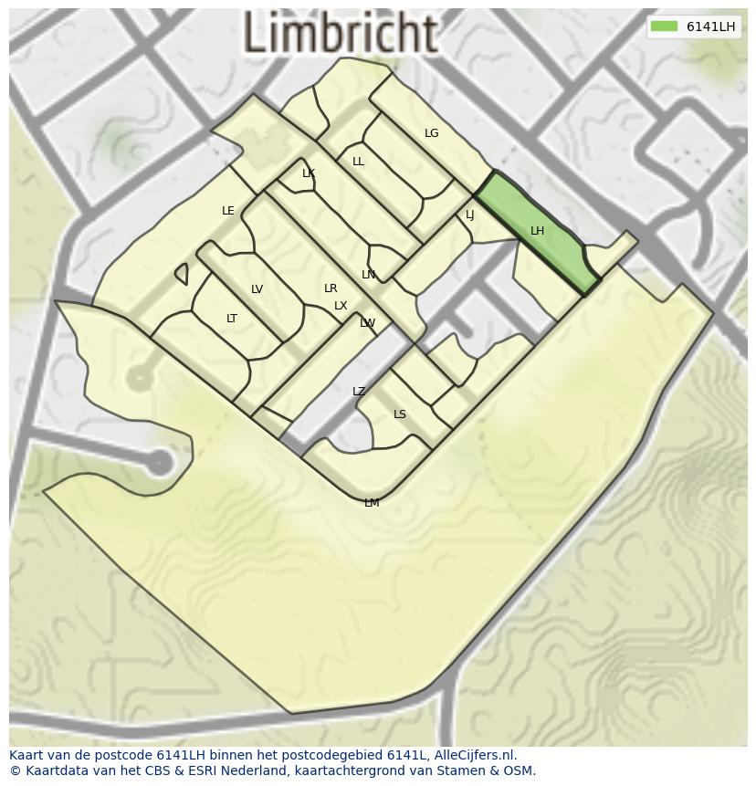 Afbeelding van het postcodegebied 6141 LH op de kaart.