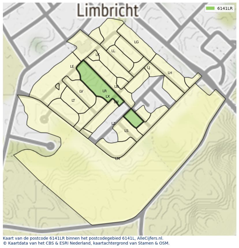 Afbeelding van het postcodegebied 6141 LR op de kaart.