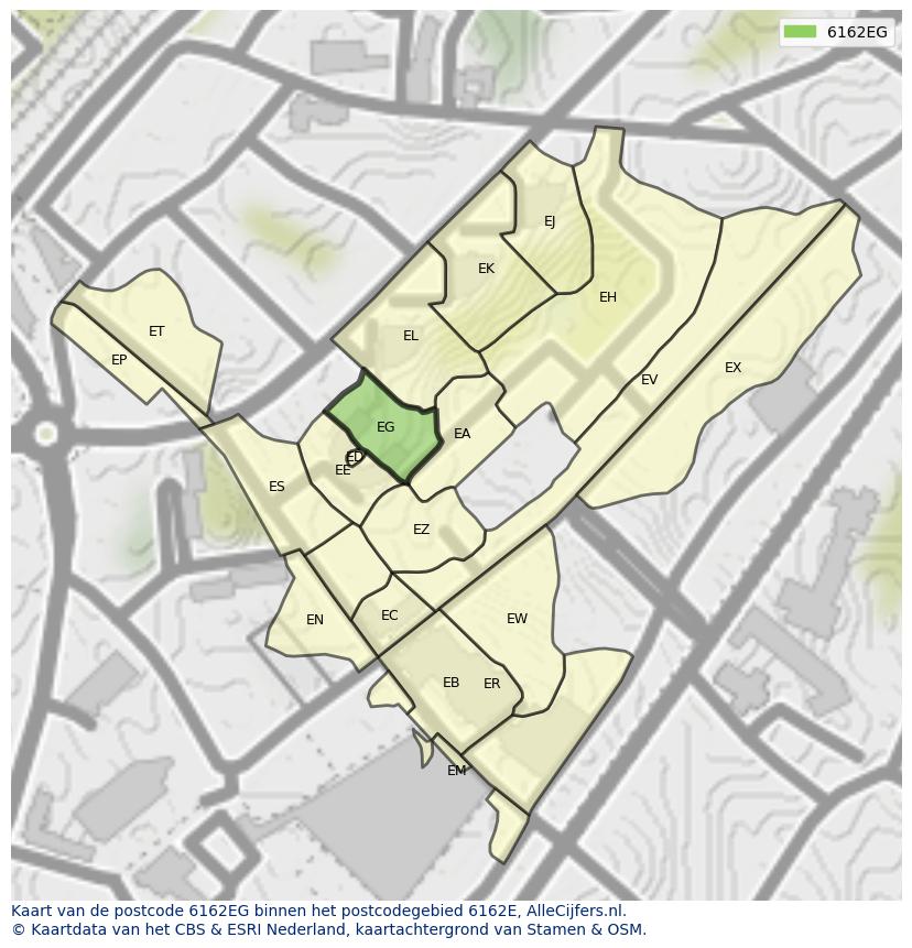 Afbeelding van het postcodegebied 6162 EG op de kaart.