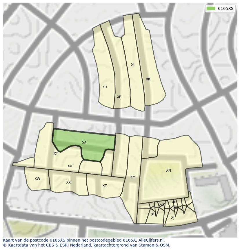 Afbeelding van het postcodegebied 6165 XS op de kaart.