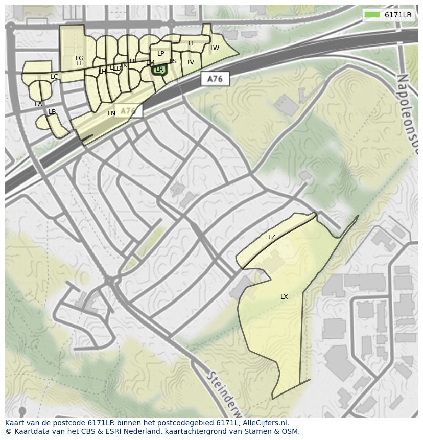 Afbeelding van het postcodegebied 6171 LR op de kaart.