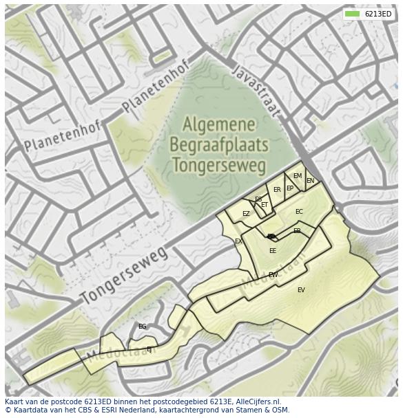 Afbeelding van het postcodegebied 6213 ED op de kaart.