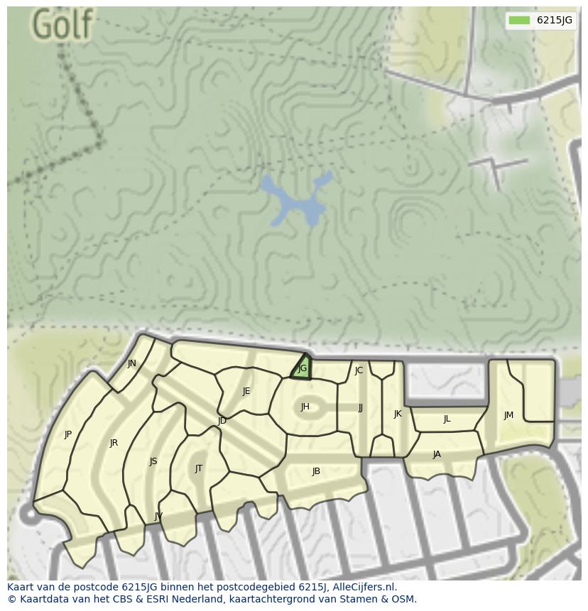 Afbeelding van het postcodegebied 6215 JG op de kaart.