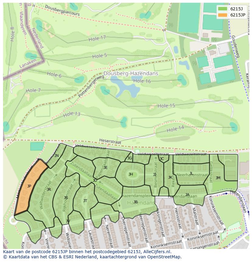 Afbeelding van het postcodegebied 6215 JP op de kaart.