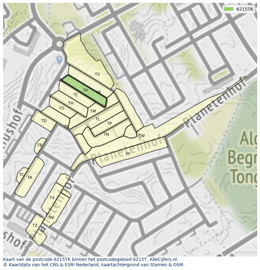 Afbeelding van het postcodegebied 6215 TK op de kaart.