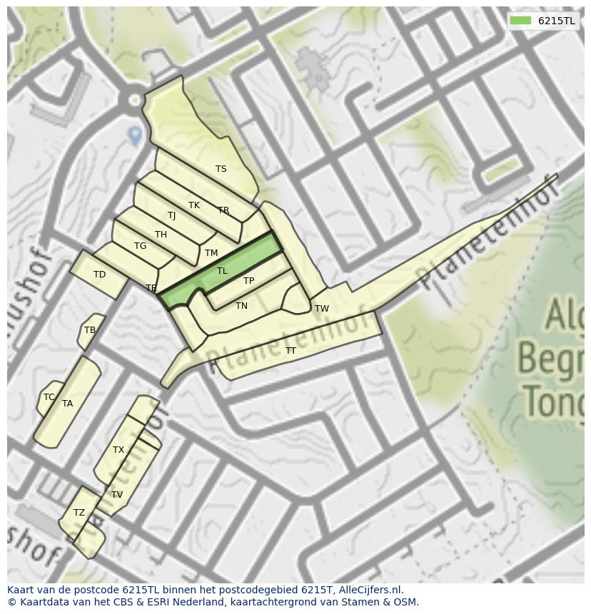 Afbeelding van het postcodegebied 6215 TL op de kaart.