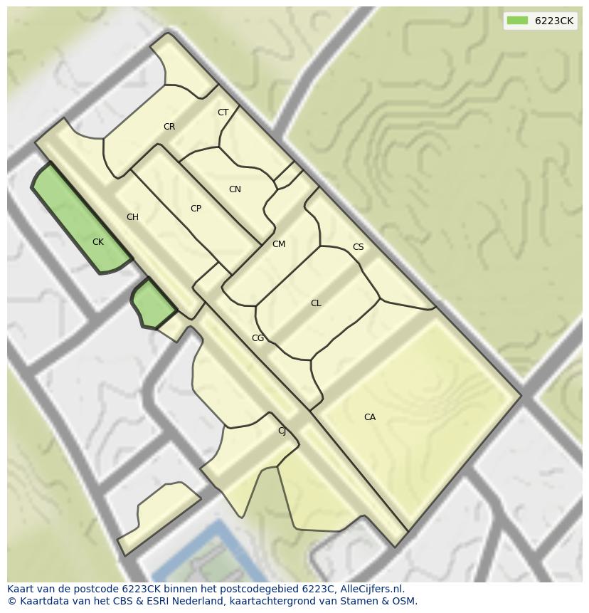 Afbeelding van het postcodegebied 6223 CK op de kaart.