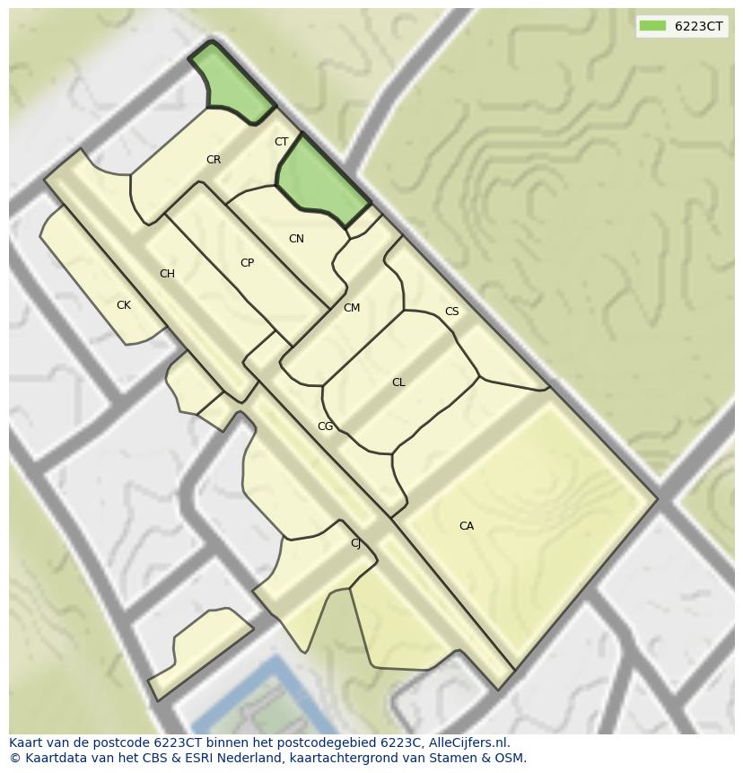 Afbeelding van het postcodegebied 6223 CT op de kaart.