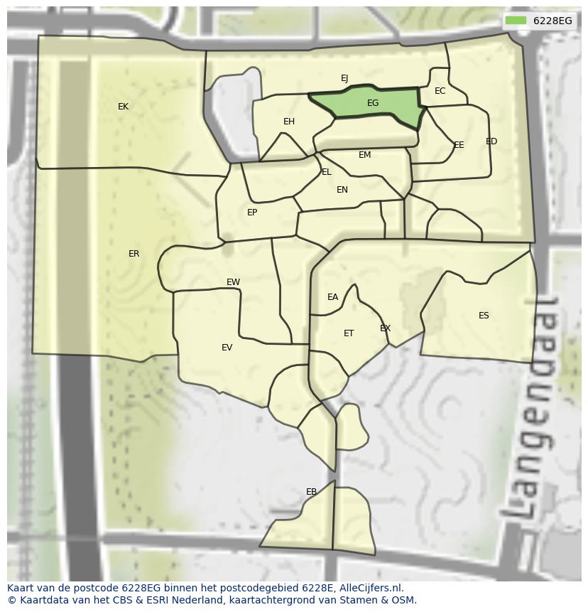 Afbeelding van het postcodegebied 6228 EG op de kaart.