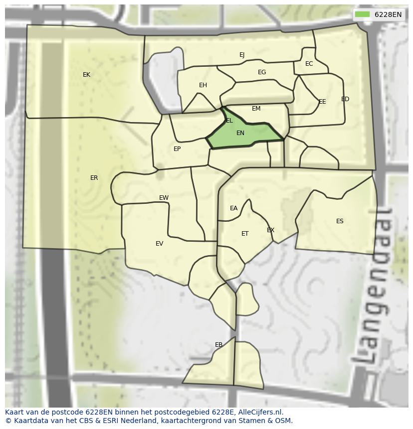 Afbeelding van het postcodegebied 6228 EN op de kaart.
