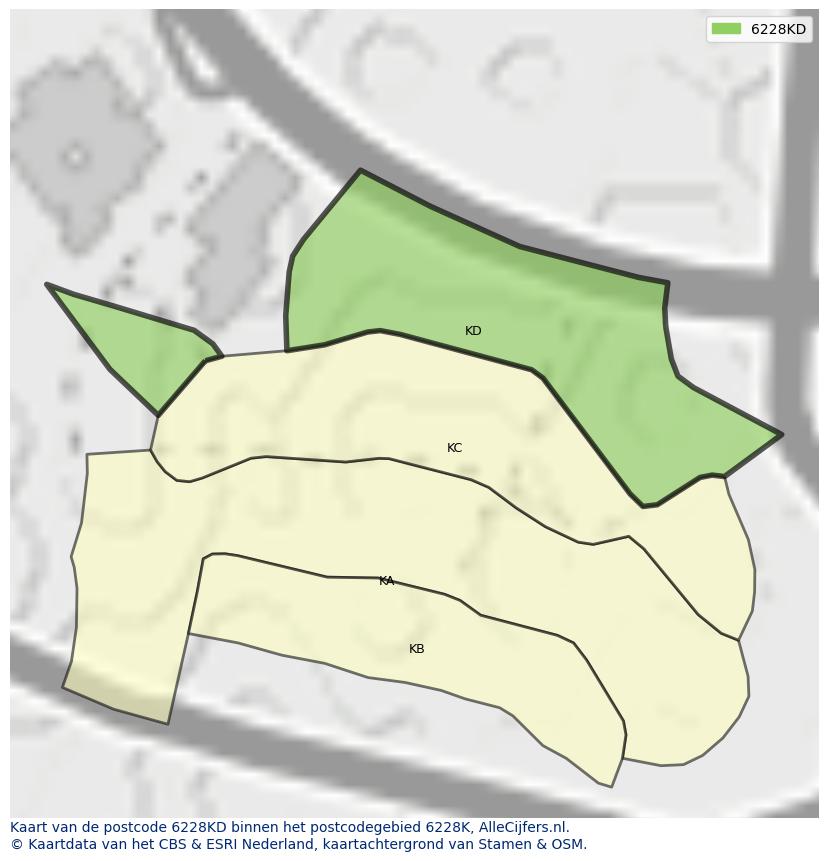 Afbeelding van het postcodegebied 6228 KD op de kaart.