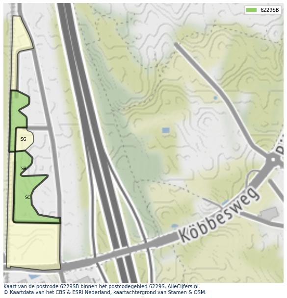 Afbeelding van het postcodegebied 6229 SB op de kaart.