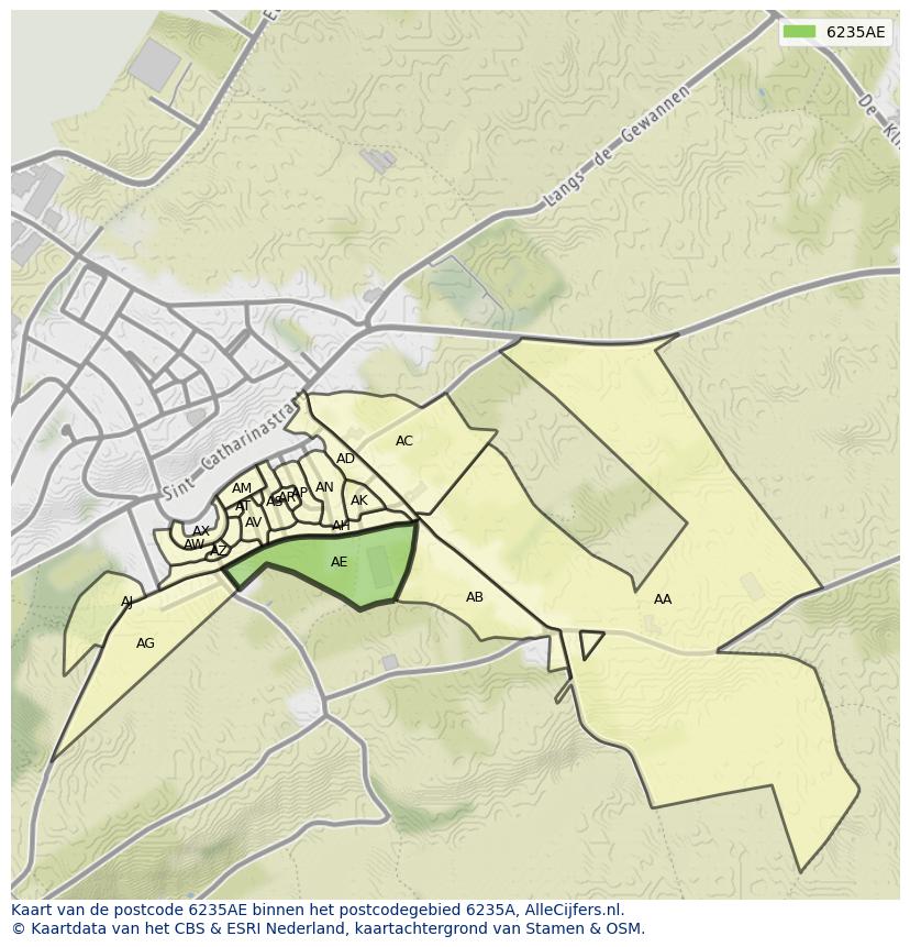 Afbeelding van het postcodegebied 6235 AE op de kaart.
