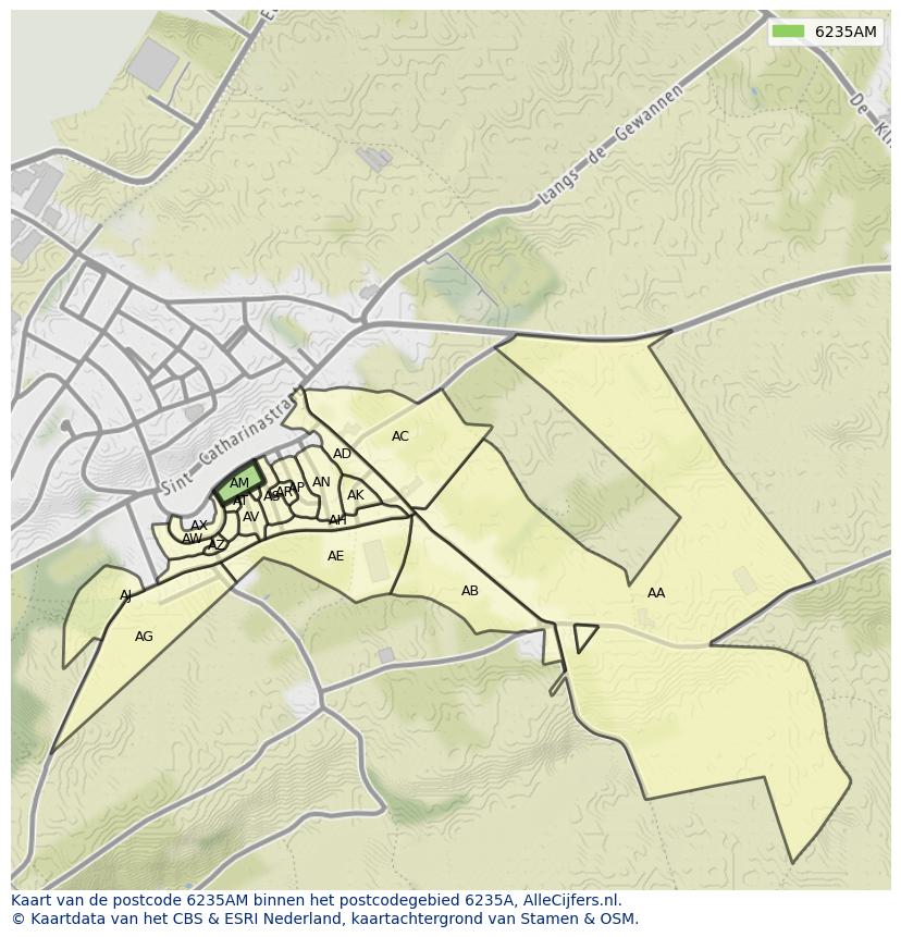 Afbeelding van het postcodegebied 6235 AM op de kaart.