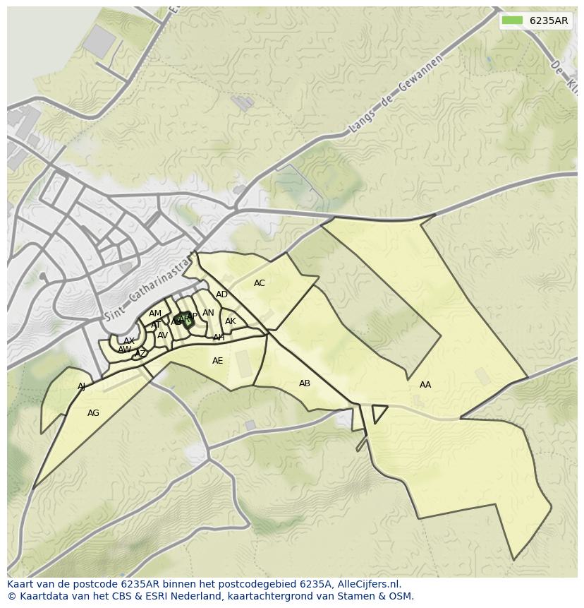 Afbeelding van het postcodegebied 6235 AR op de kaart.