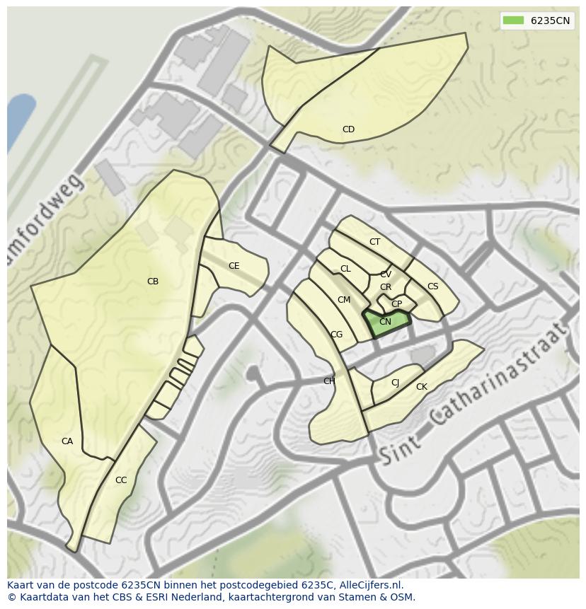 Afbeelding van het postcodegebied 6235 CN op de kaart.