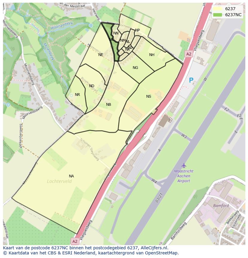 Afbeelding van het postcodegebied 6237 NC op de kaart.