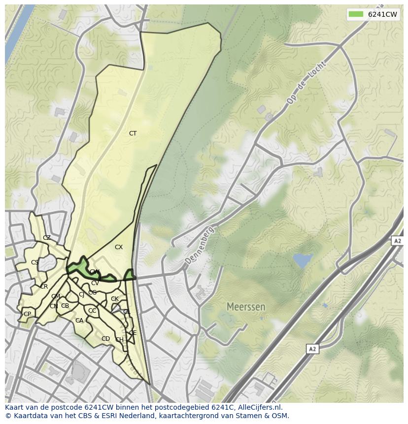 Afbeelding van het postcodegebied 6241 CW op de kaart.