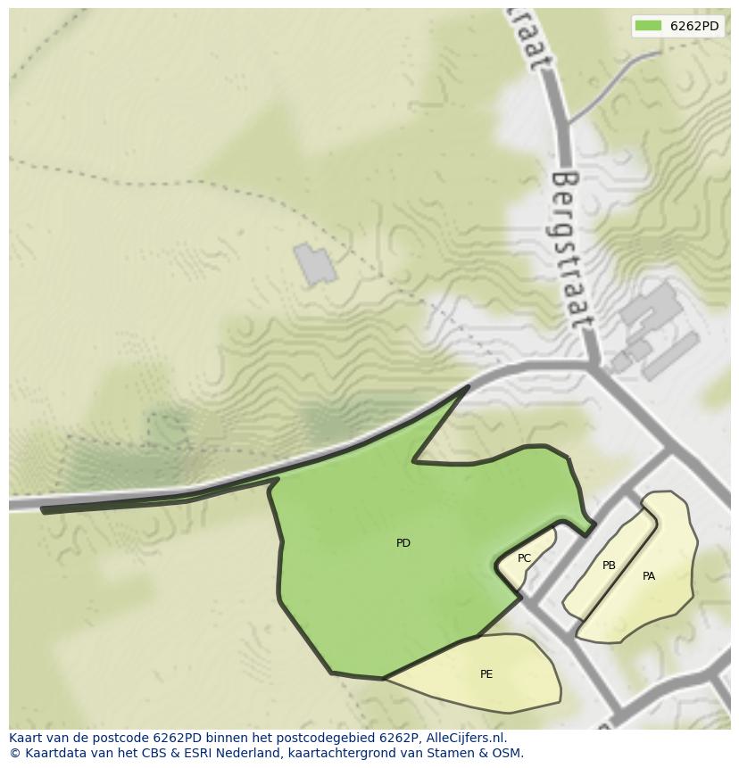 Afbeelding van het postcodegebied 6262 PD op de kaart.