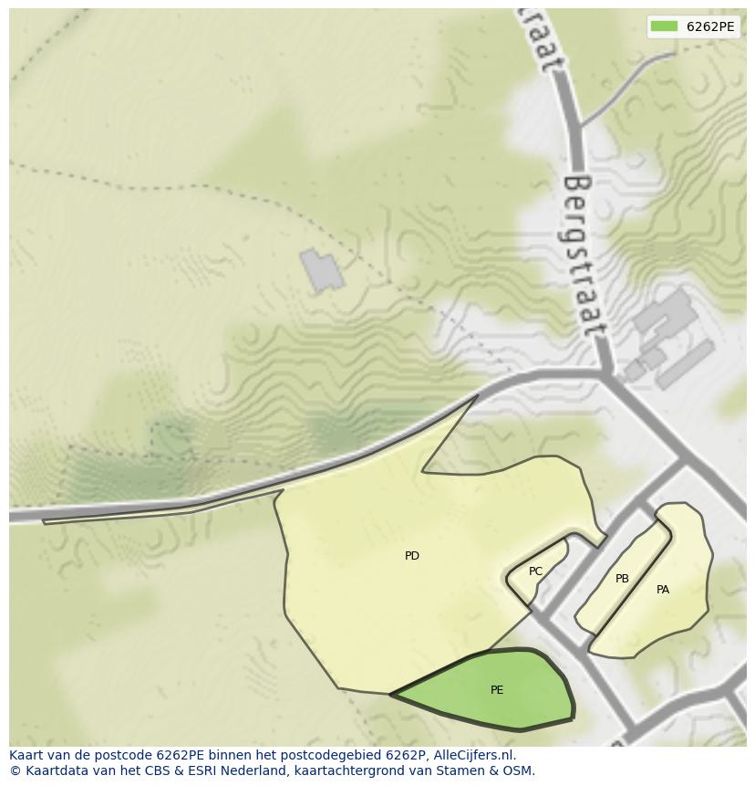 Afbeelding van het postcodegebied 6262 PE op de kaart.