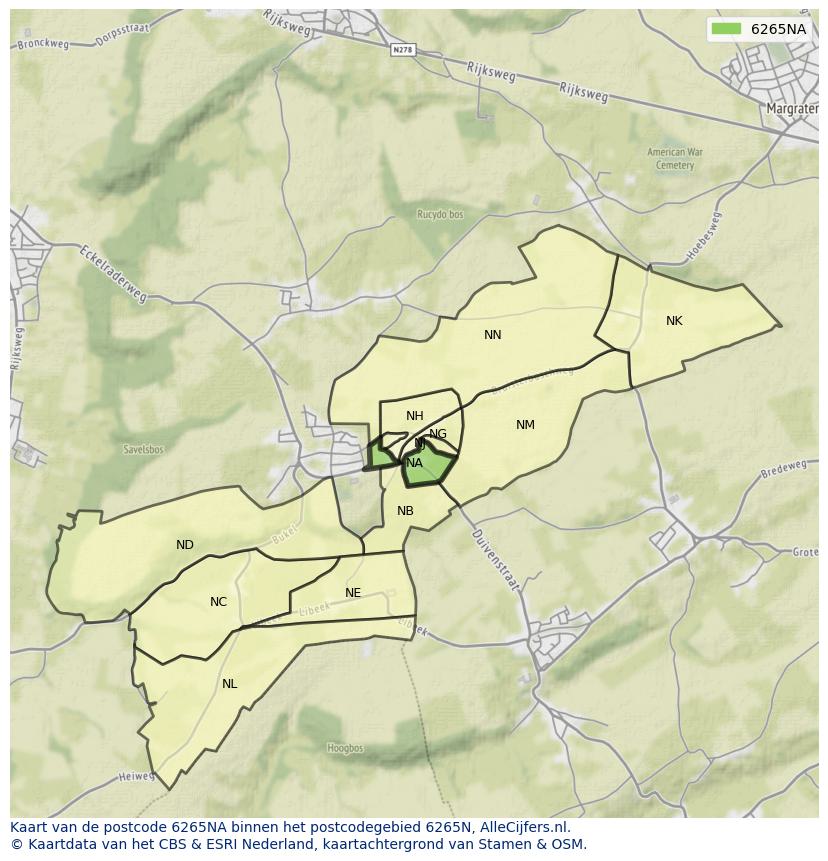 Afbeelding van het postcodegebied 6265 NA op de kaart.