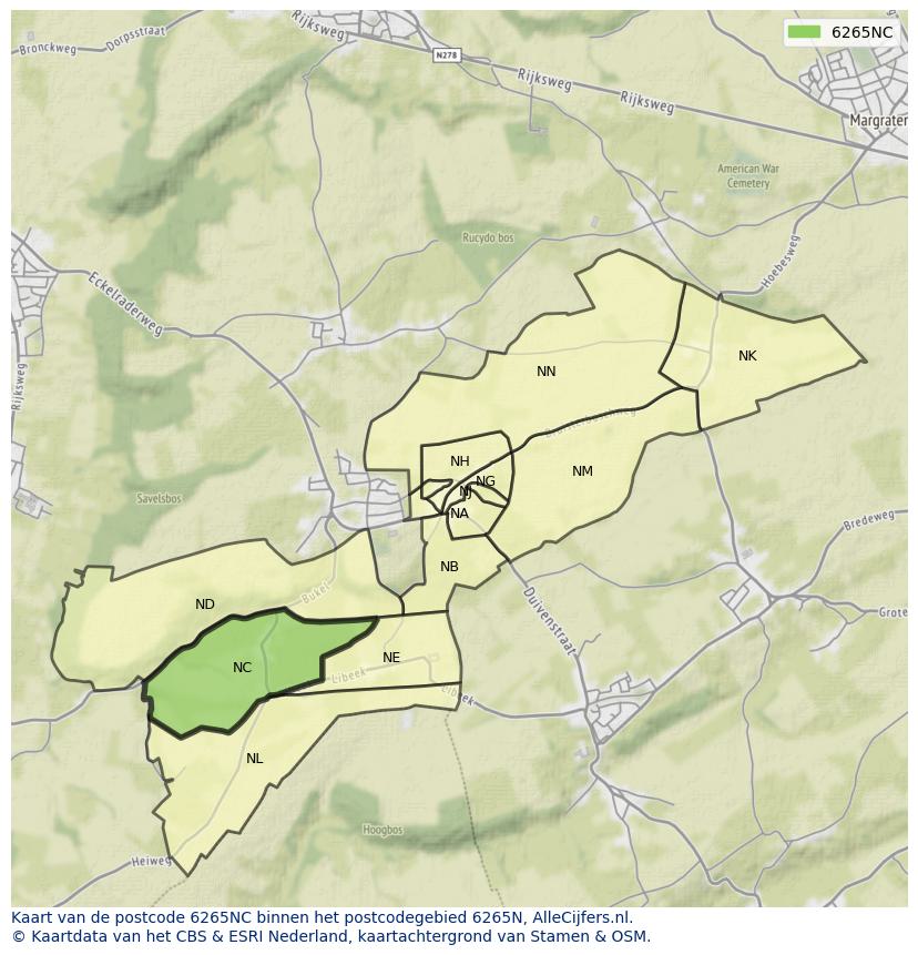 Afbeelding van het postcodegebied 6265 NC op de kaart.