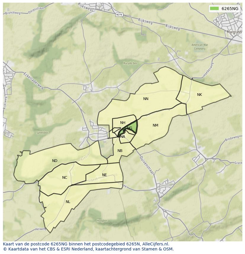 Afbeelding van het postcodegebied 6265 NG op de kaart.